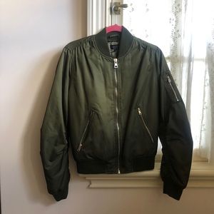 TopShop Army Green Bomber Jacket Size US 6